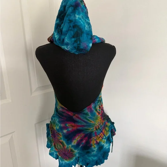 Sexy women Vibrant Tie-Dye Sleeveless Romper - Picture 4 of 5
